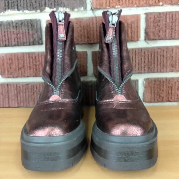 NWT Sam Edelman Linds Zip Genuine Leather Boots in Bordeaux (Metallic Red)Sz.6.5 - Picture 7 of 14